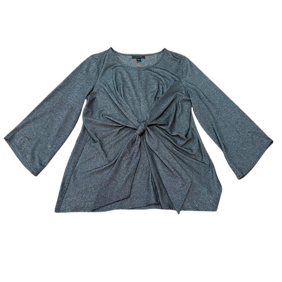 Alfani Tops - Alfani Dark Gray Sparkle Women's Blouse‎ Front Knot Tie Size S Small